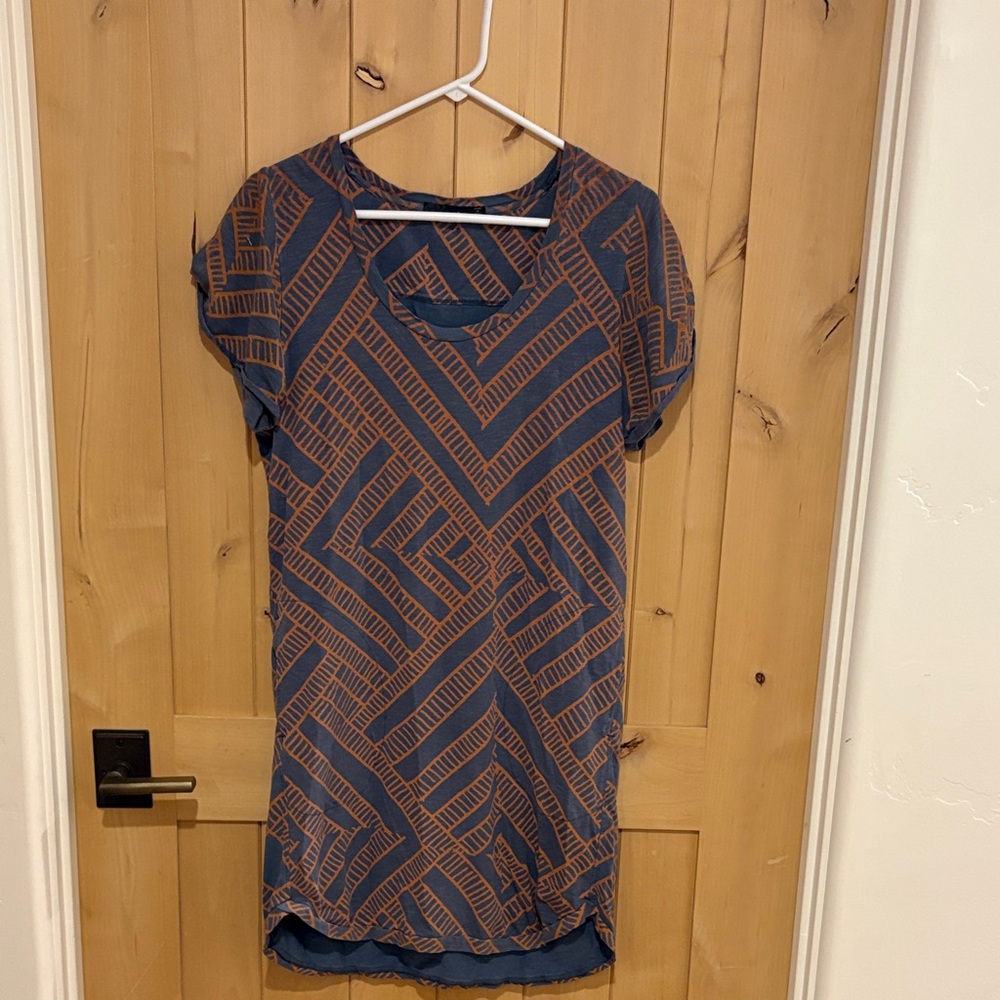 Prana Blue and Orange Geometric Top